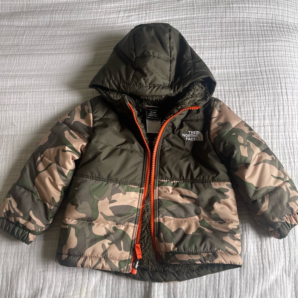 The North Face Green and Tan Camouflage Jacket